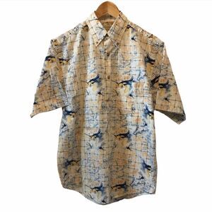 MENS CROSSINGS Cream Marlin Print Button Up Shirt
